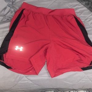 Red/ Black UA running shorts